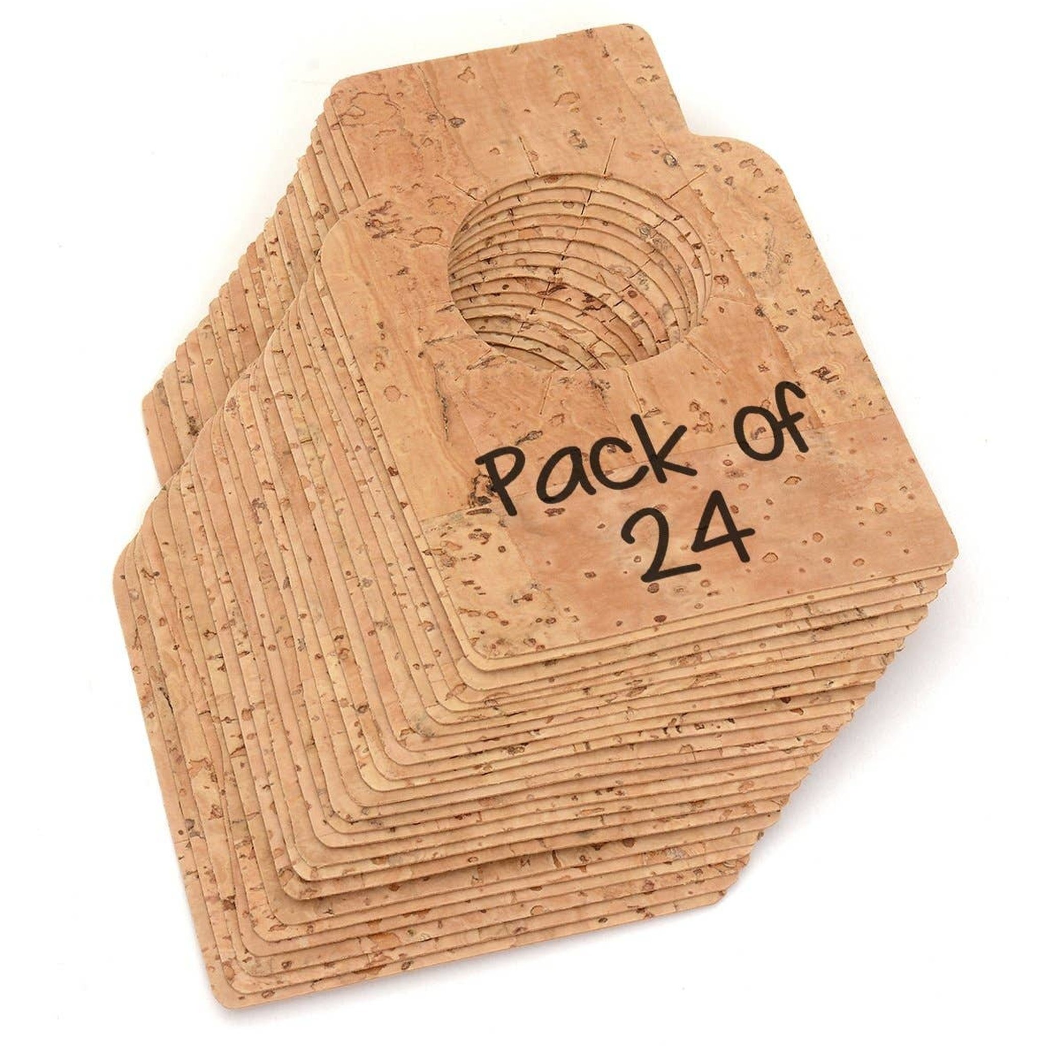 24 cork wine tags stacked Pack of 24
