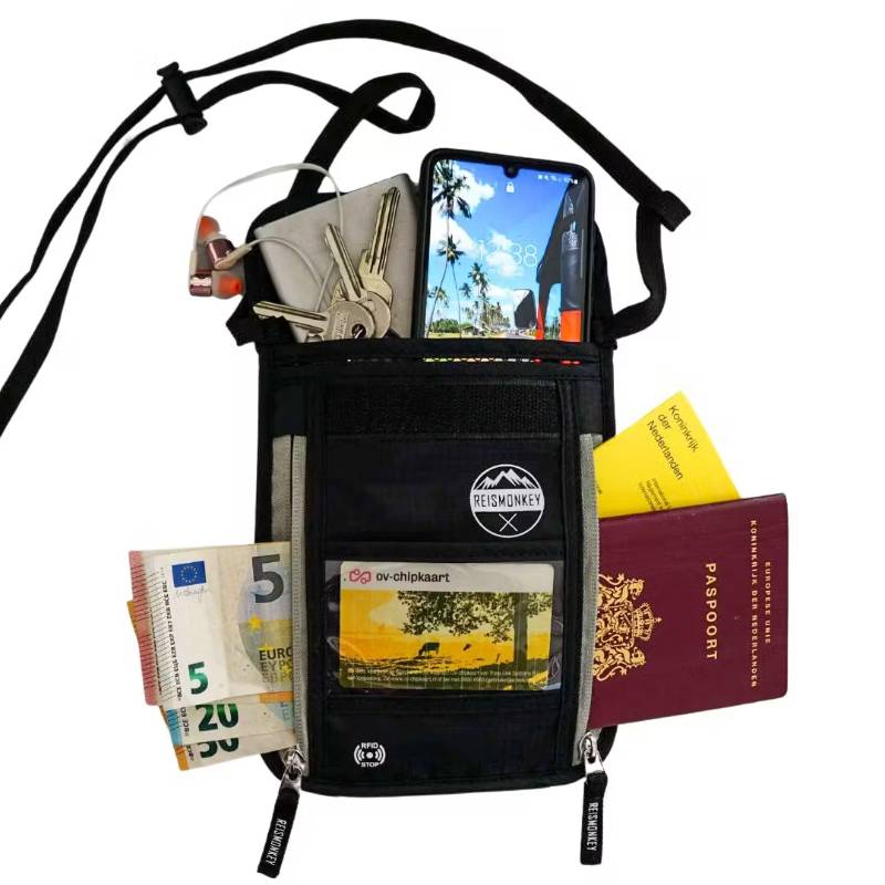 Neckbag RFID Reiseportemonnaie Neckbag für Reisepass für Damen und Herren Wasserabweisend Reiseportemonnaie Sicher unterwegs