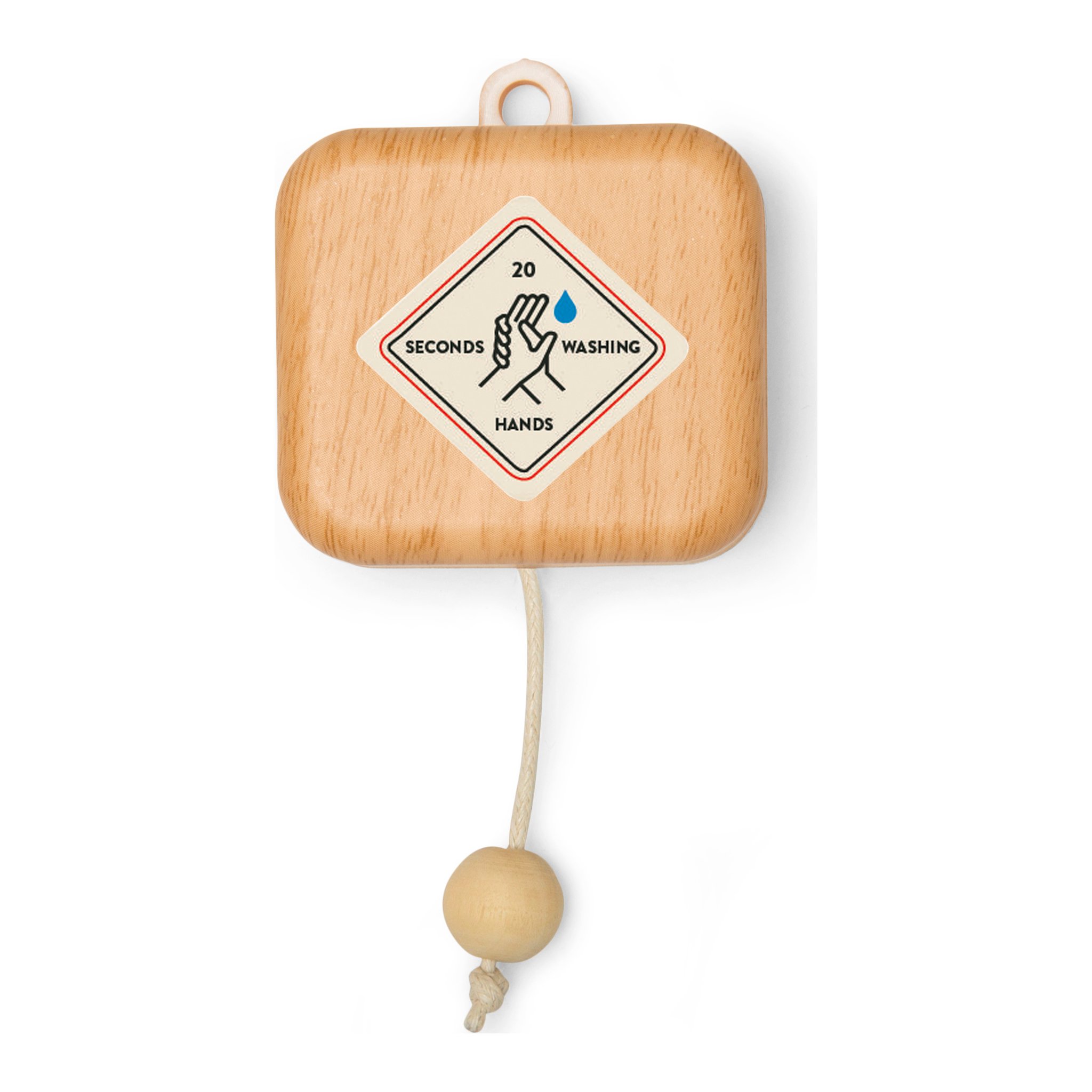 Timer lavamani in legno con cordino e pallina di legno