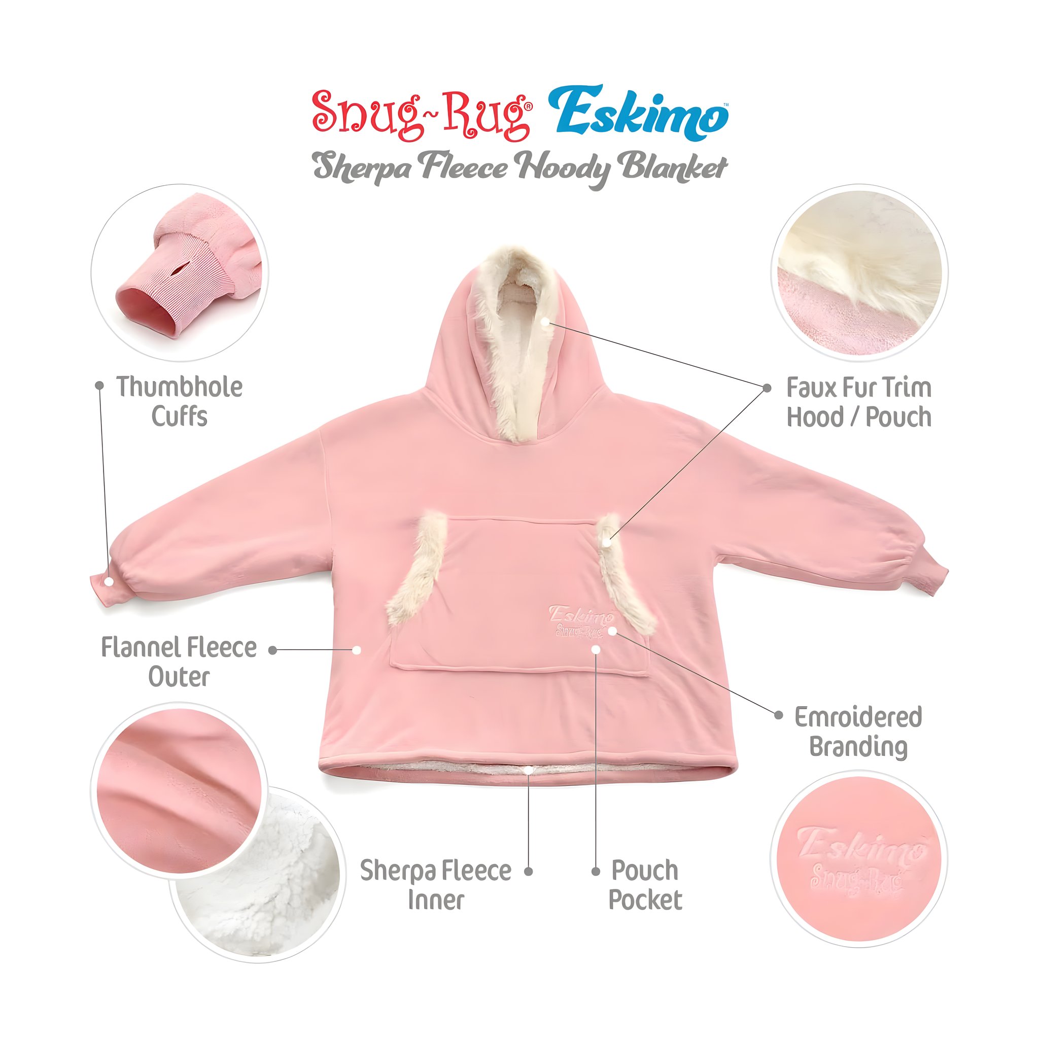 Snug Rug Eskimo Hoodie Pink — worn