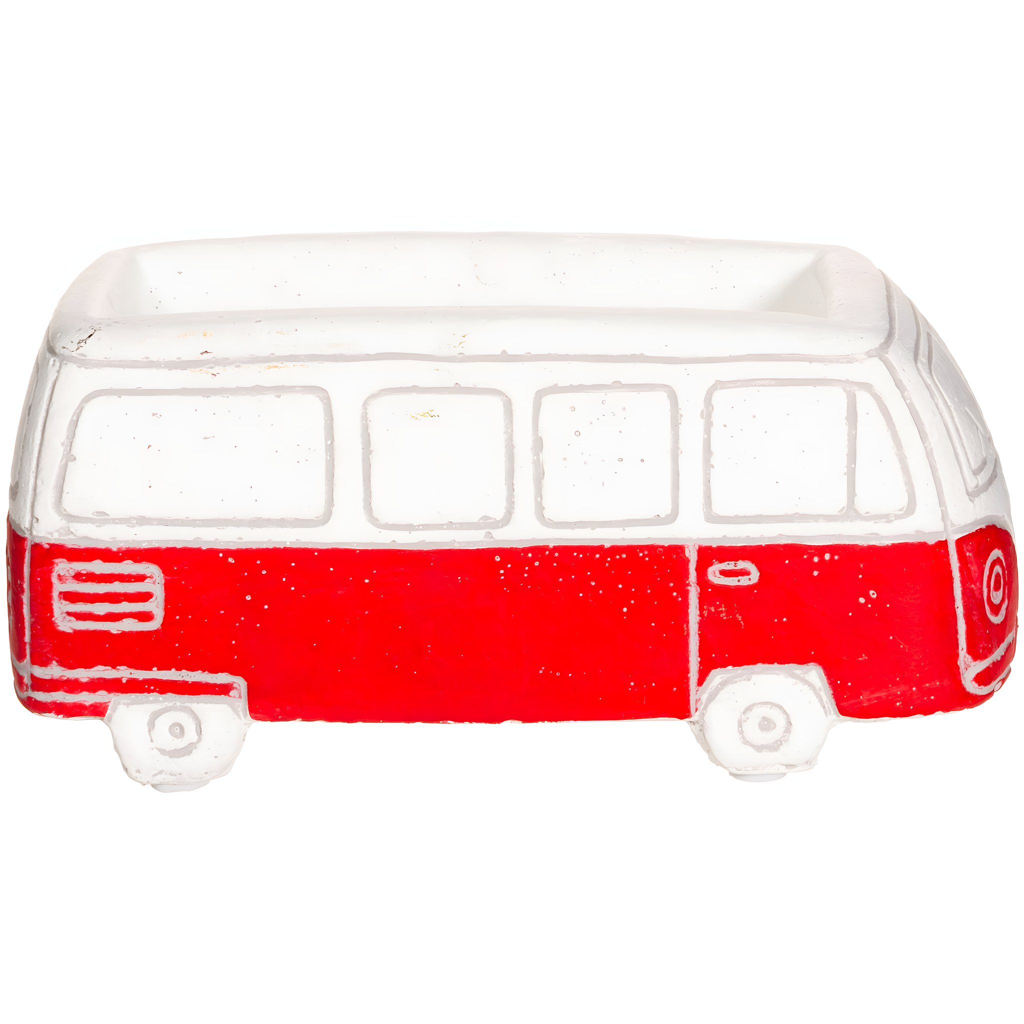 Roter Campervan Blumentopf