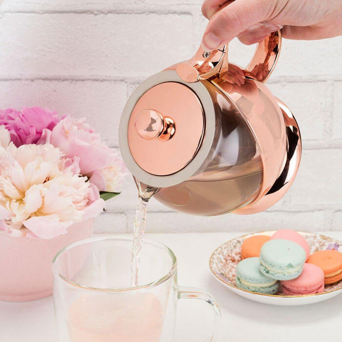 Shelby Rose Gold Wrapped Teapot and Infuser