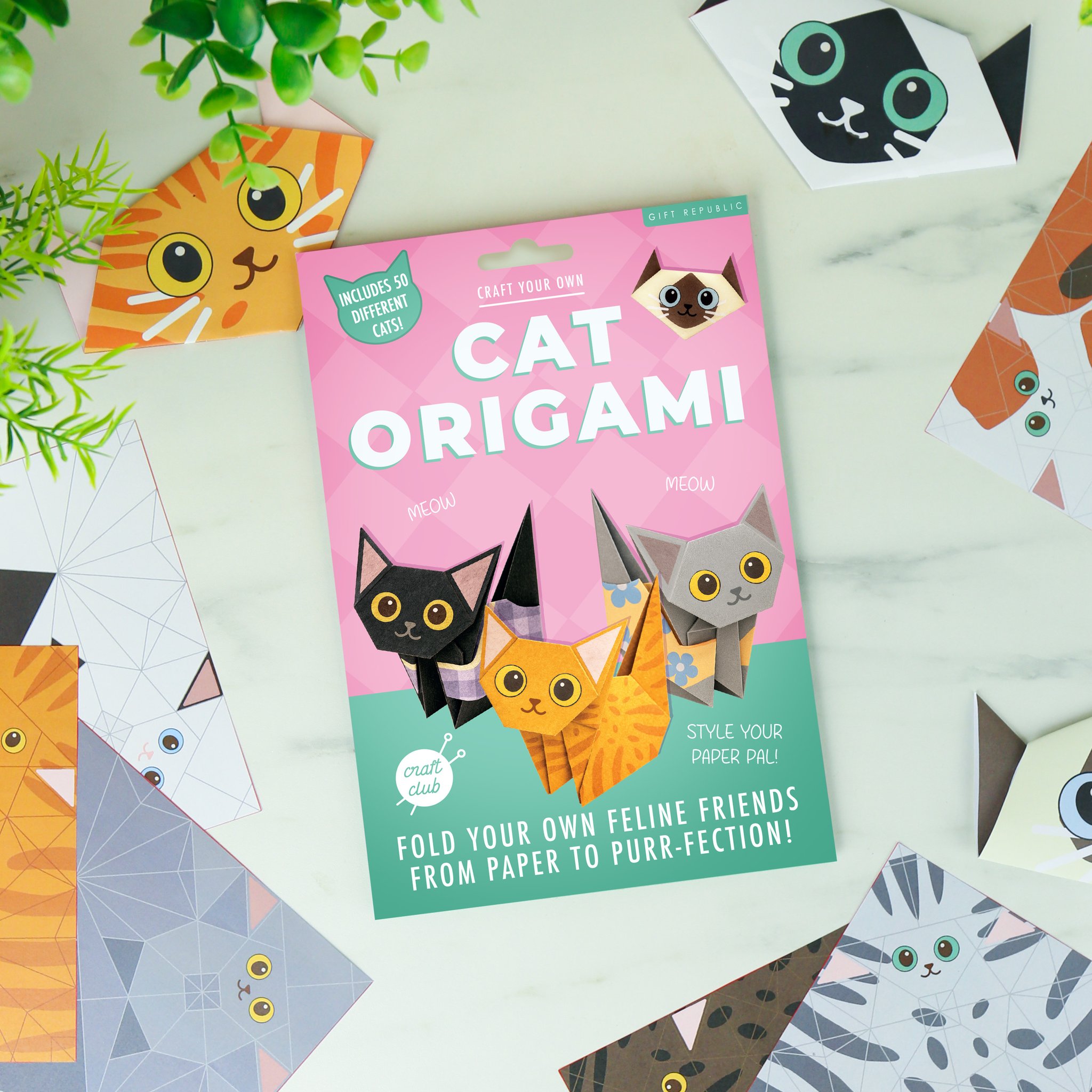 Origami Katzen Bastelset – gefaltete Papier-Katzen