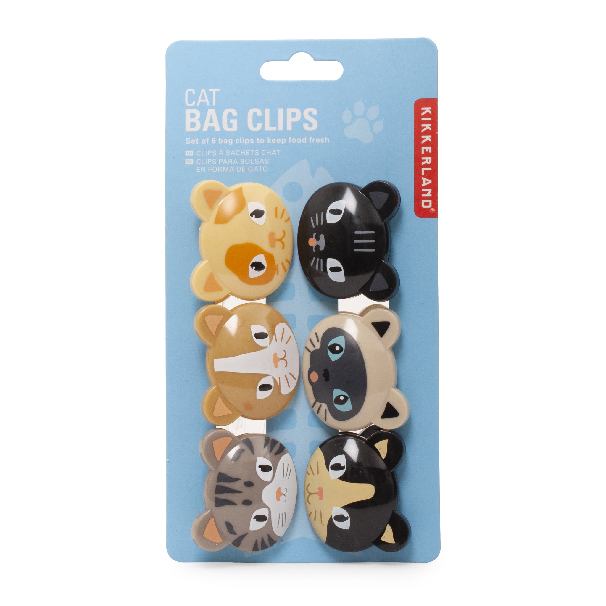 Cat Bag Clips – Kikkerland packaging set of 6