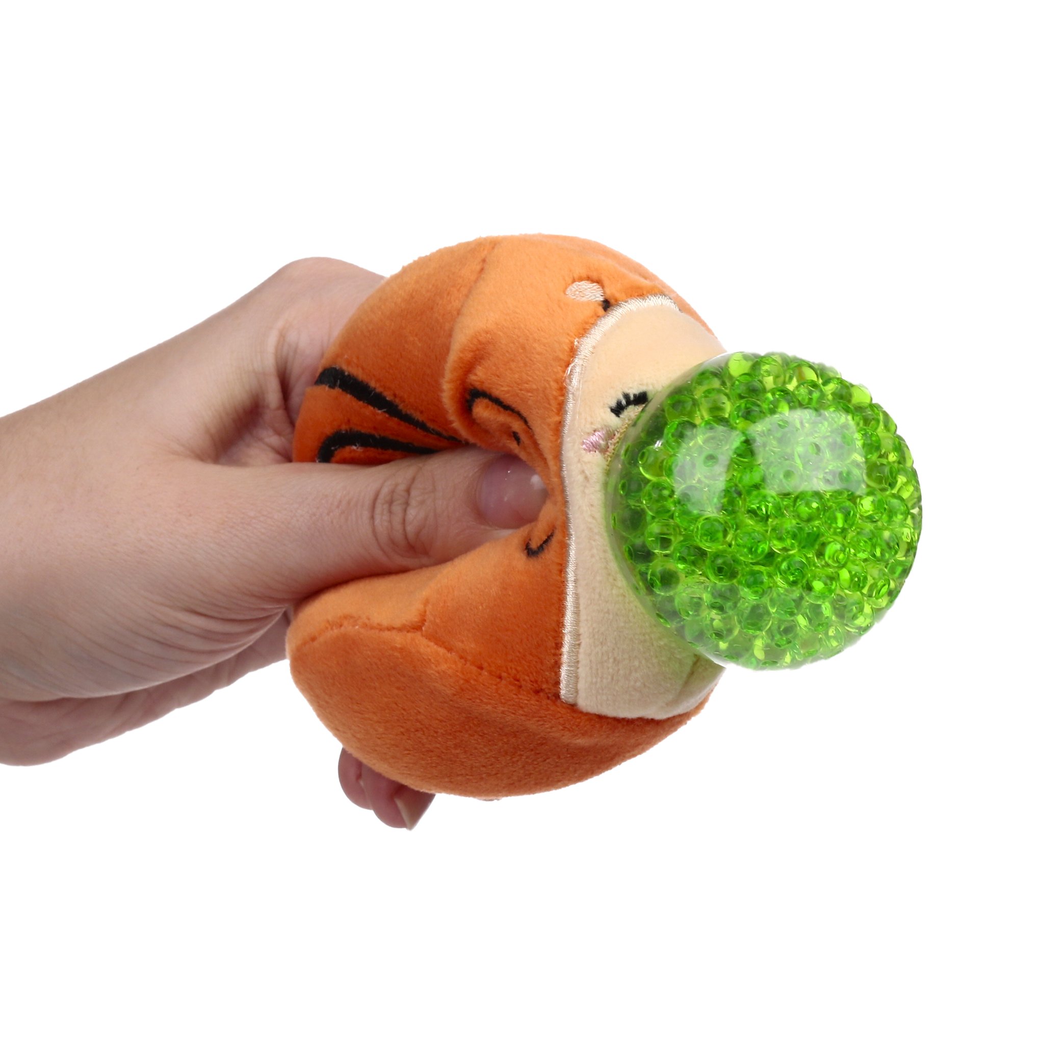 Balle anti-stress escargot en peluche tenue en main, perle de gel qui ressort