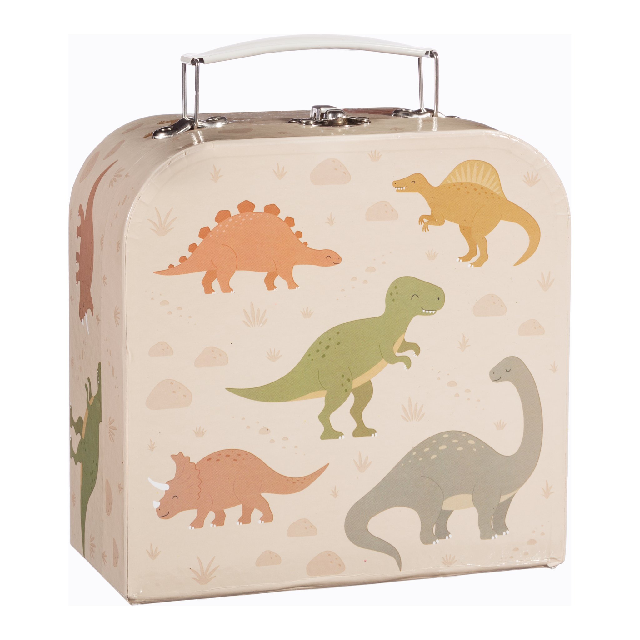 Valise de la dînette enfant Desert Dino fermée avec dinosaures, détourée