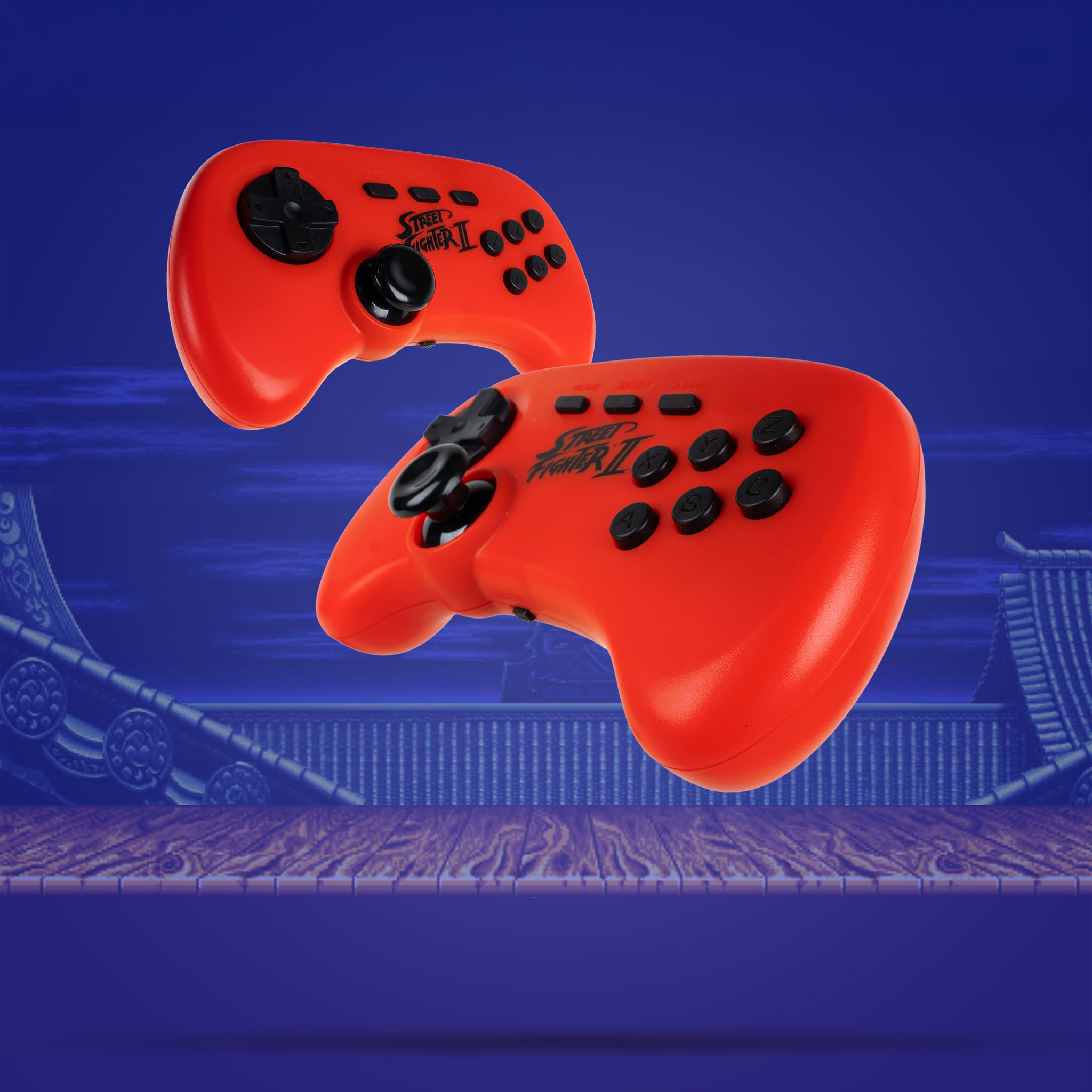 Street Fighter II Duel Lifestyle-Bild zwei Personen spielen am Fernseher