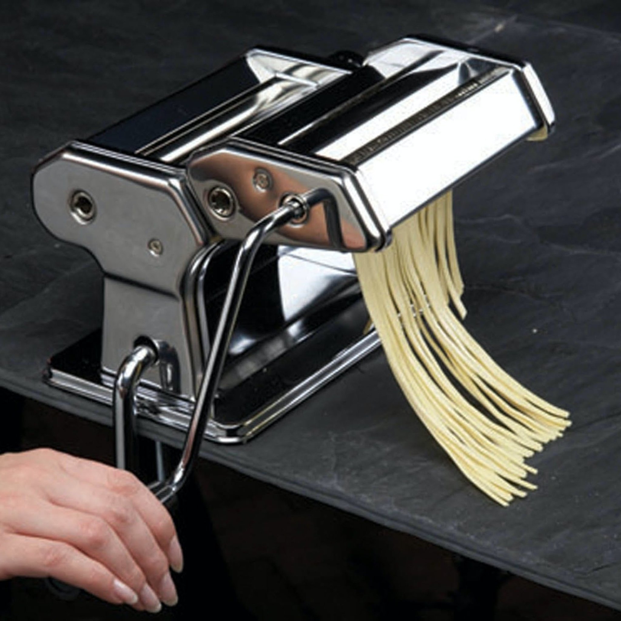 KitchenCraft Pasta Machine cutting fresh noodles