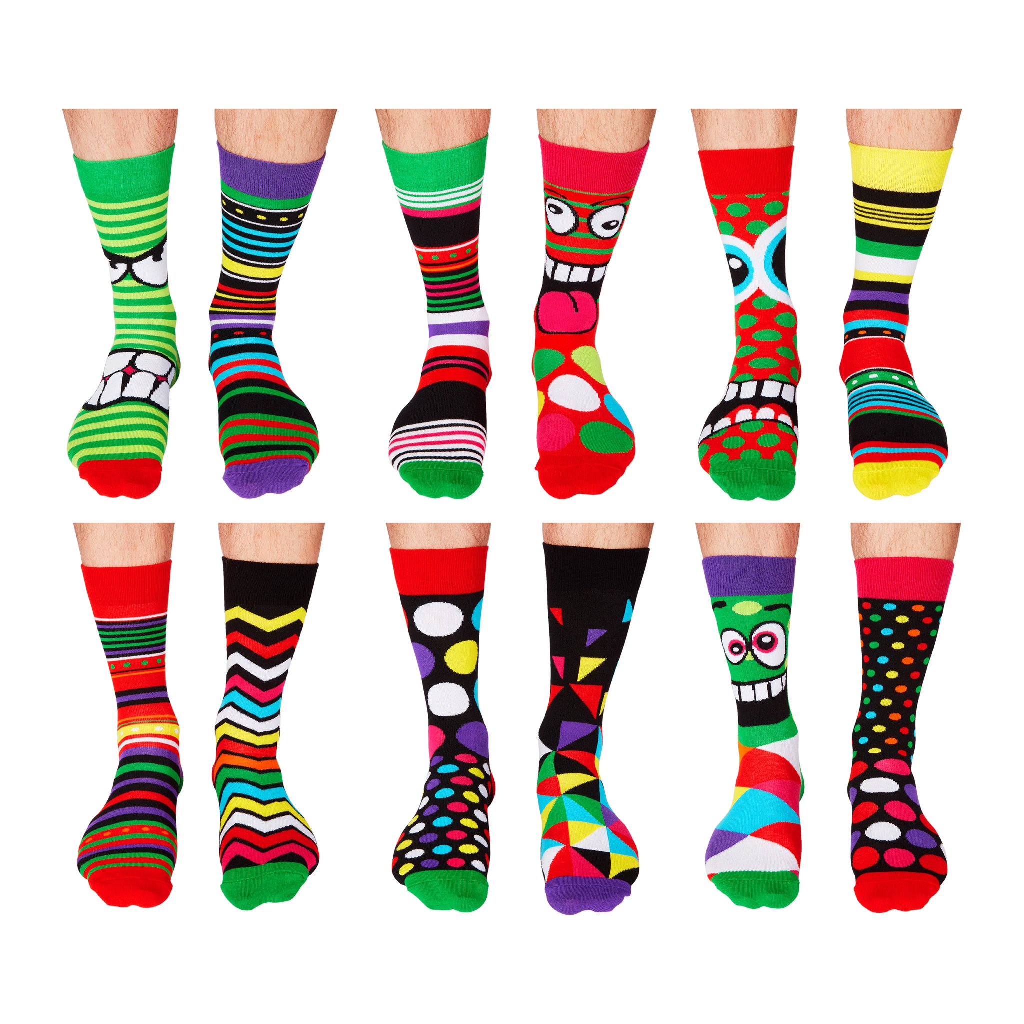 Les 12 chaussettes colorées du calendrier portées