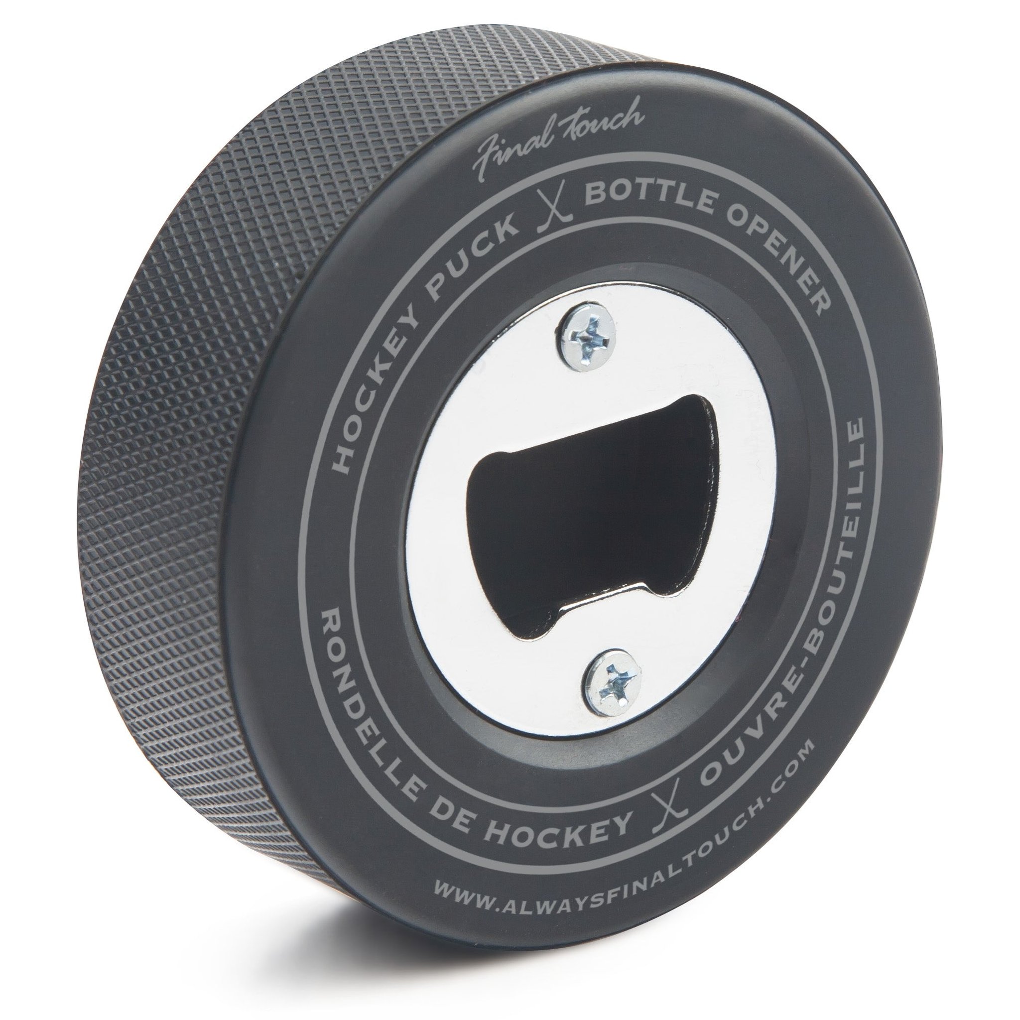 Final Touch ouvre-bouteille Hockey Puck avec décapsuleur en acier