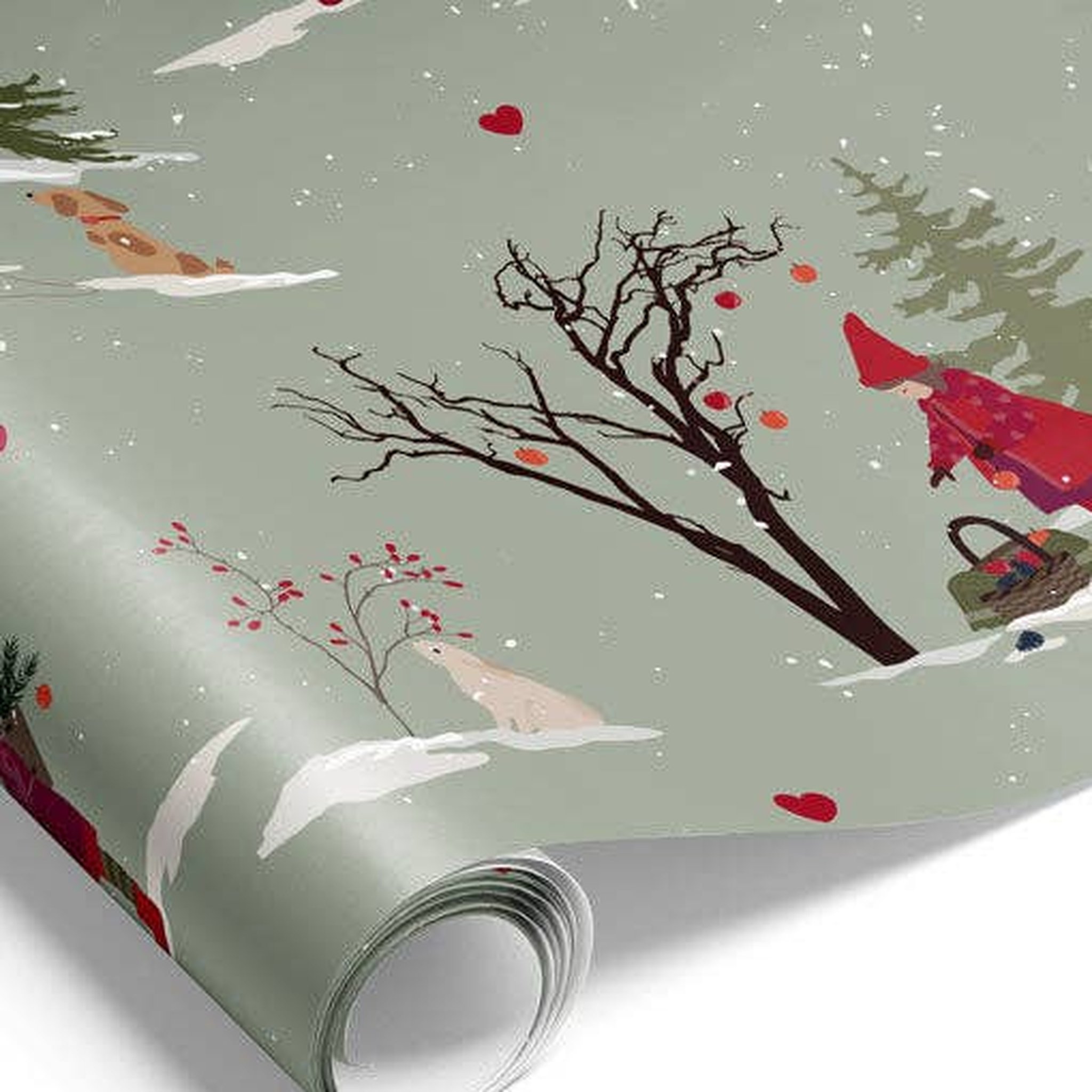 Carta da regalo verde con gnomo nel bosco d'inverno – foto d'atmosfera