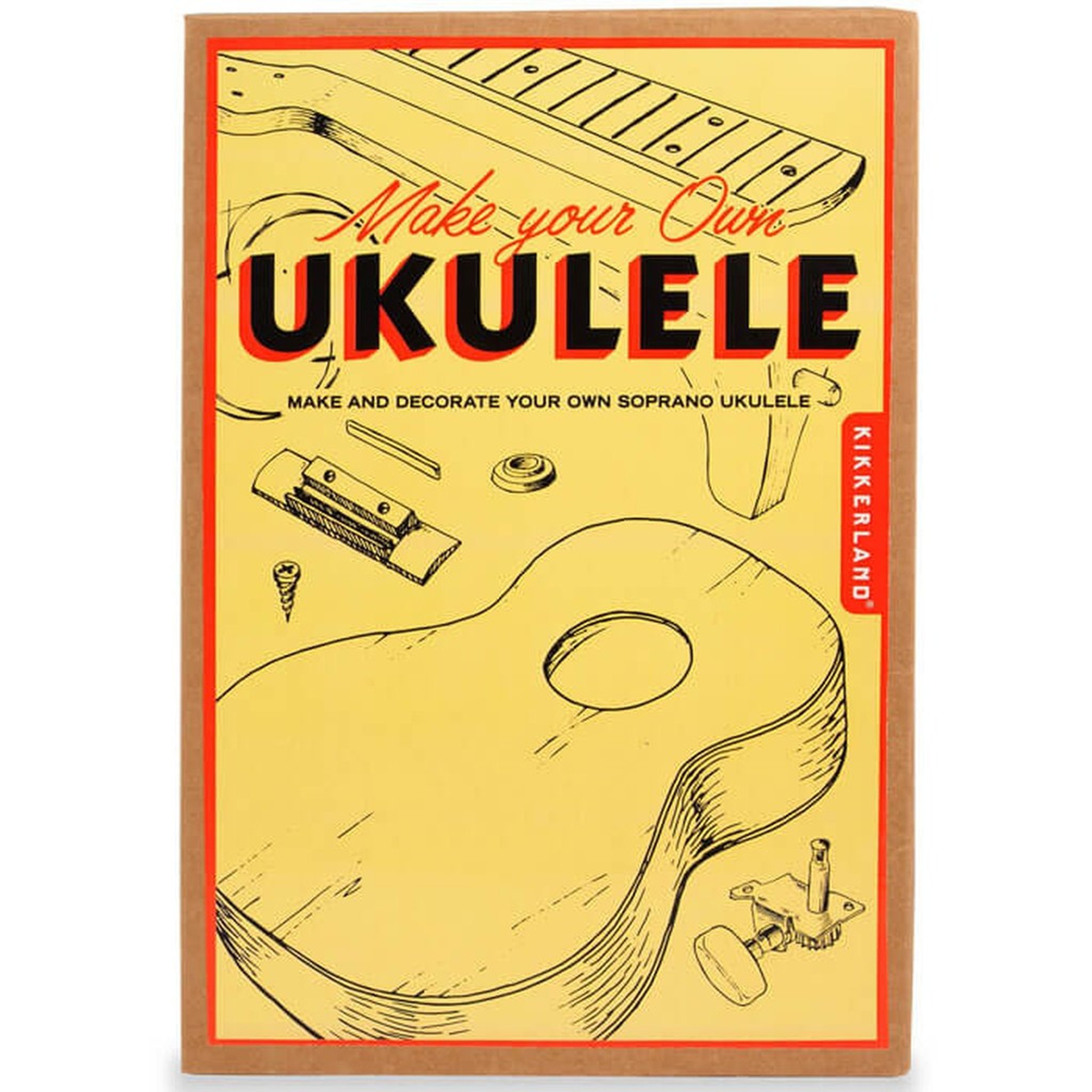Ukulele-Bausatz in der Verpackung «Make Your Own Ukulele» von Kikkerland