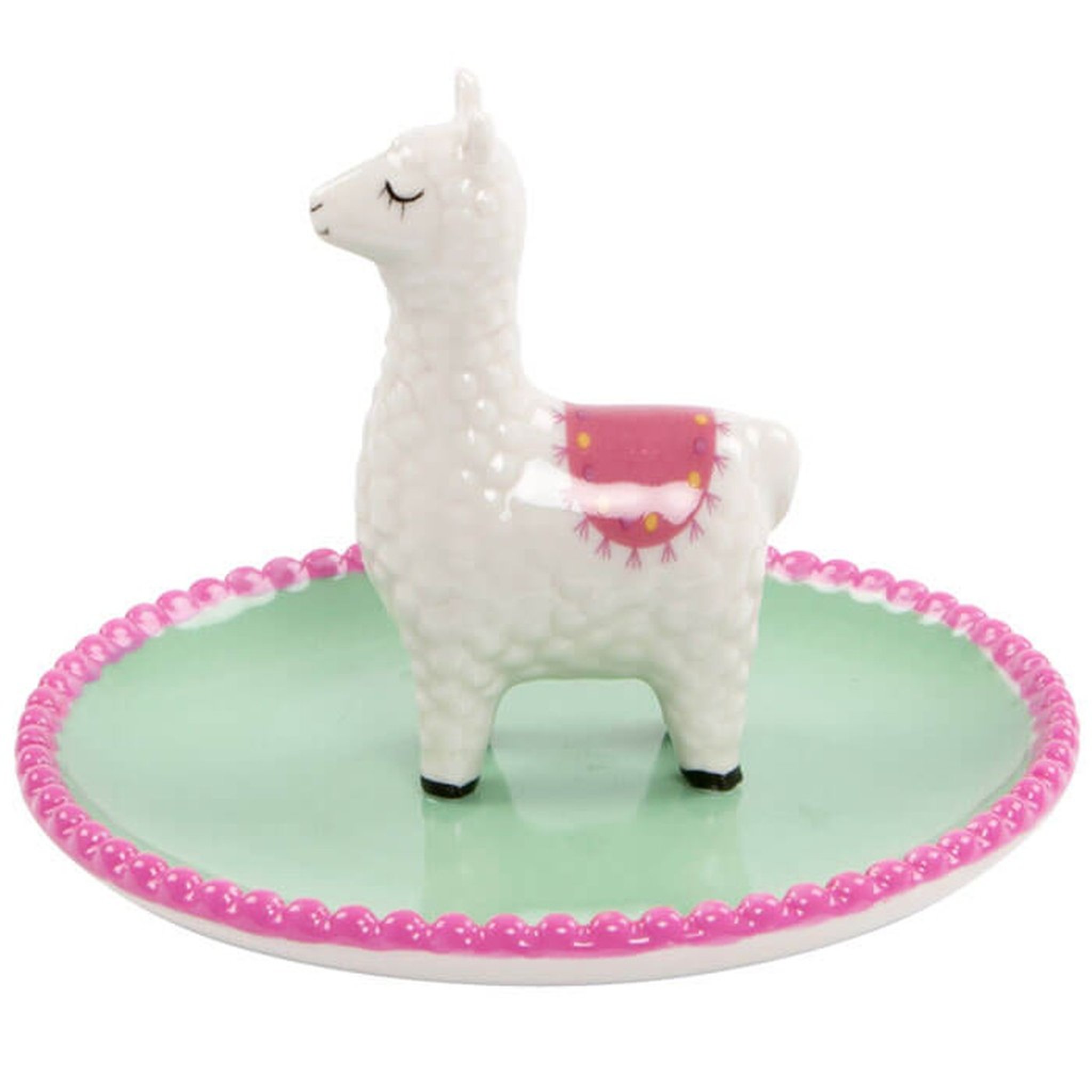 Vide-poche lama Lima détouré, vue latérale avec bord rose