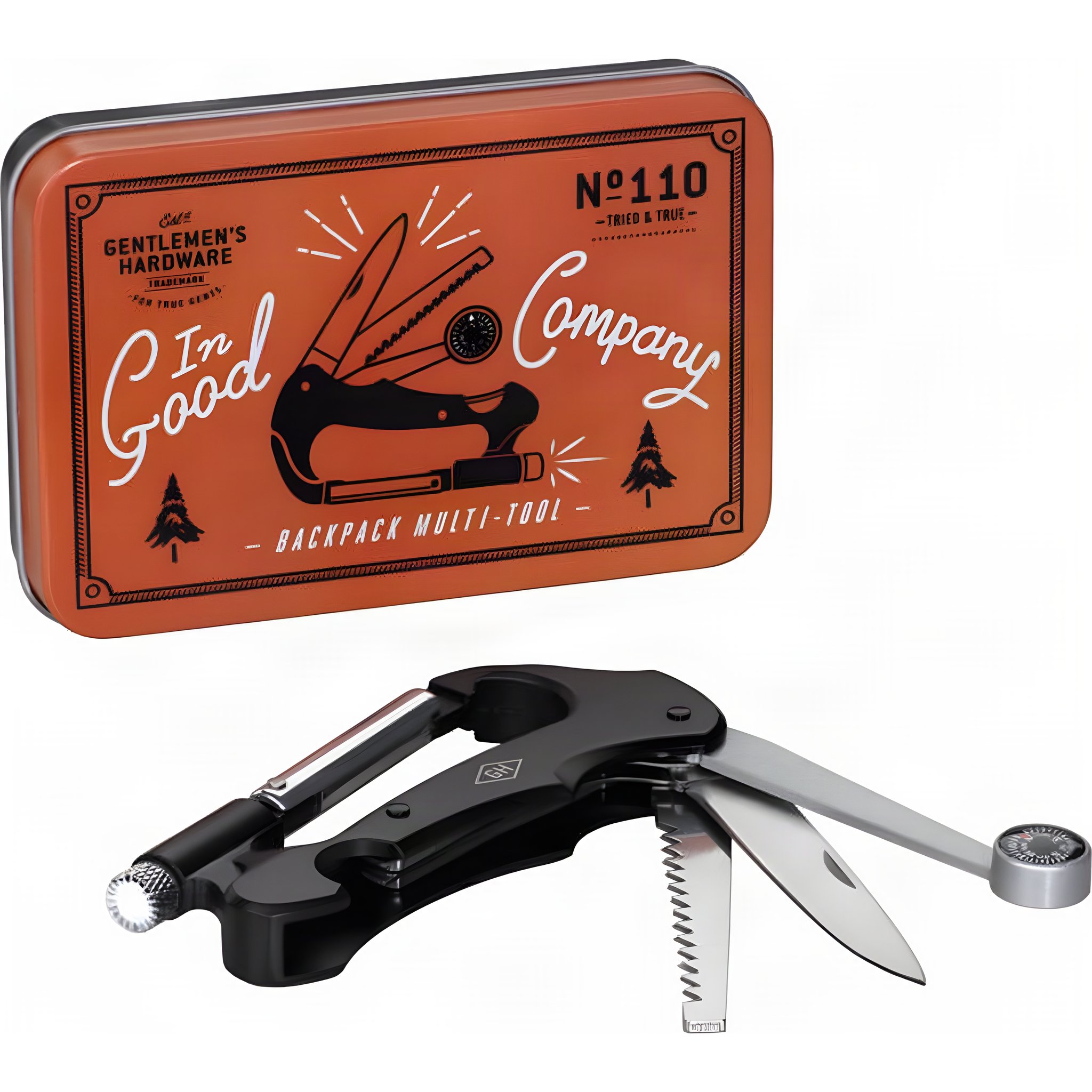 Wild &amp; Wolf Gentlemen's Hardware Carabiner Multi Tool with Torch in Tin