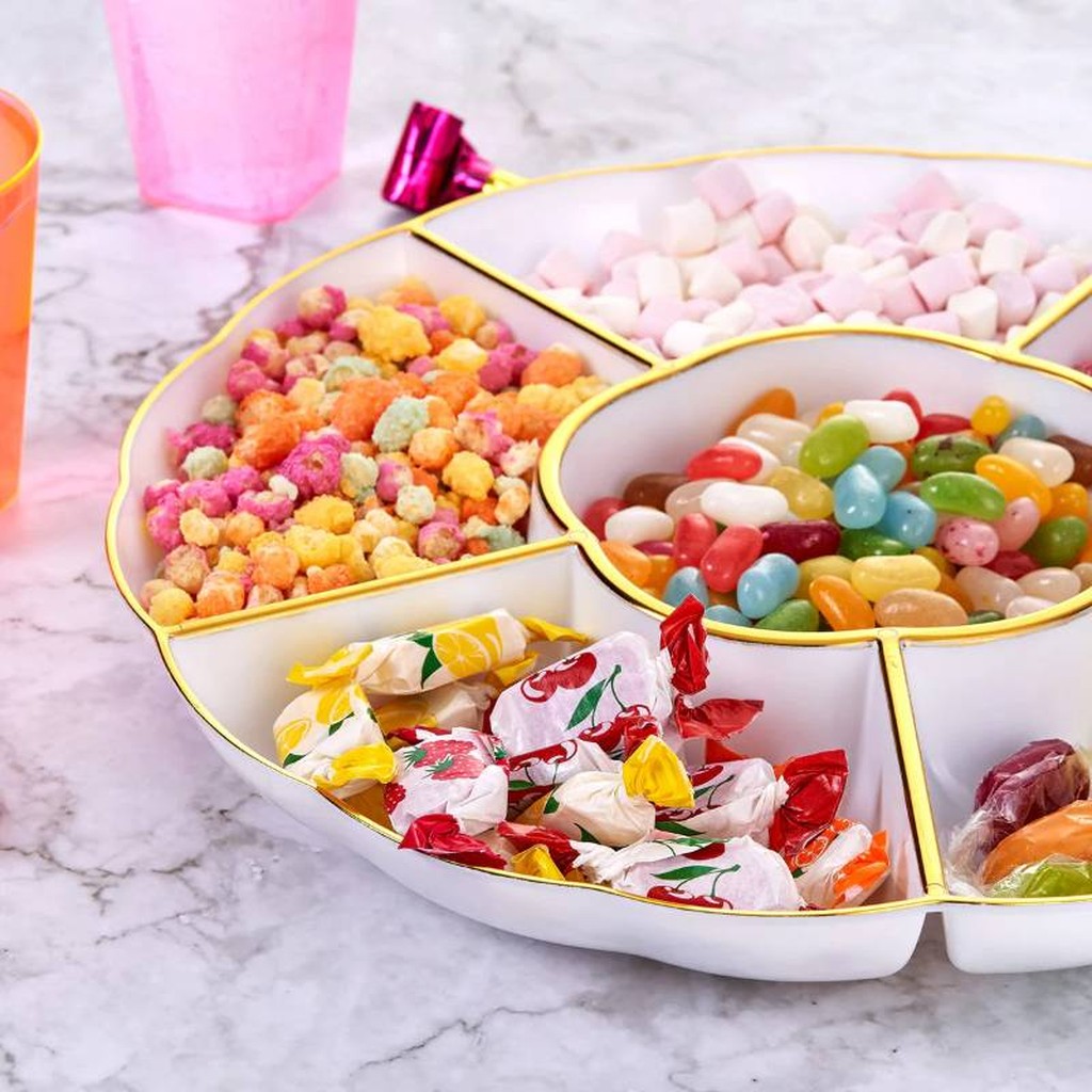 5 Goldgerahmte Kunststoff-Servierplatten