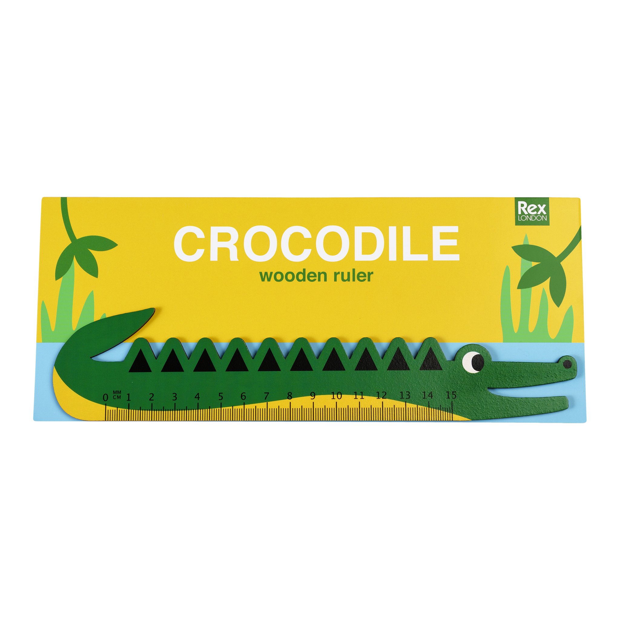 Règle crocodile sur la carte jaune « Crocodile wooden ruler »