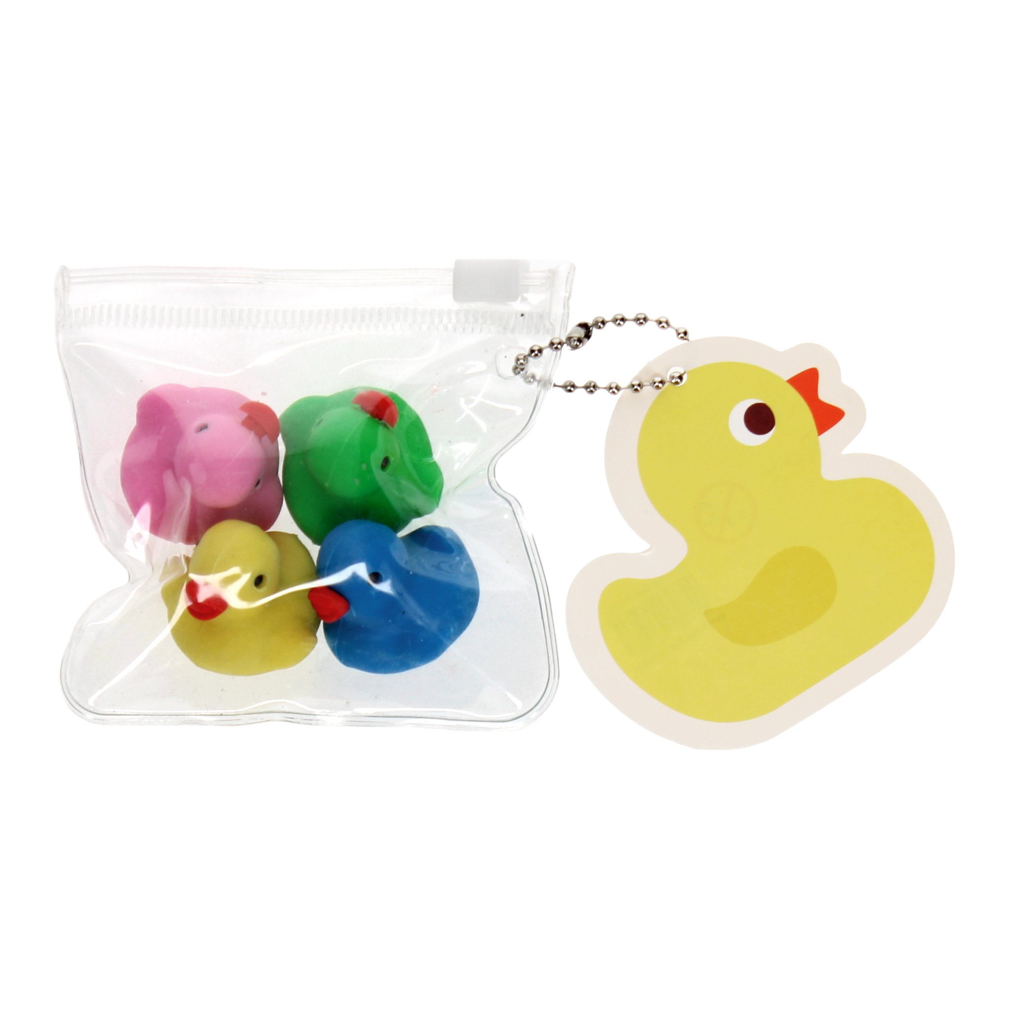 Enten Radiergummis in der transparenten Zip-Tasche mit Enten-Anhänger