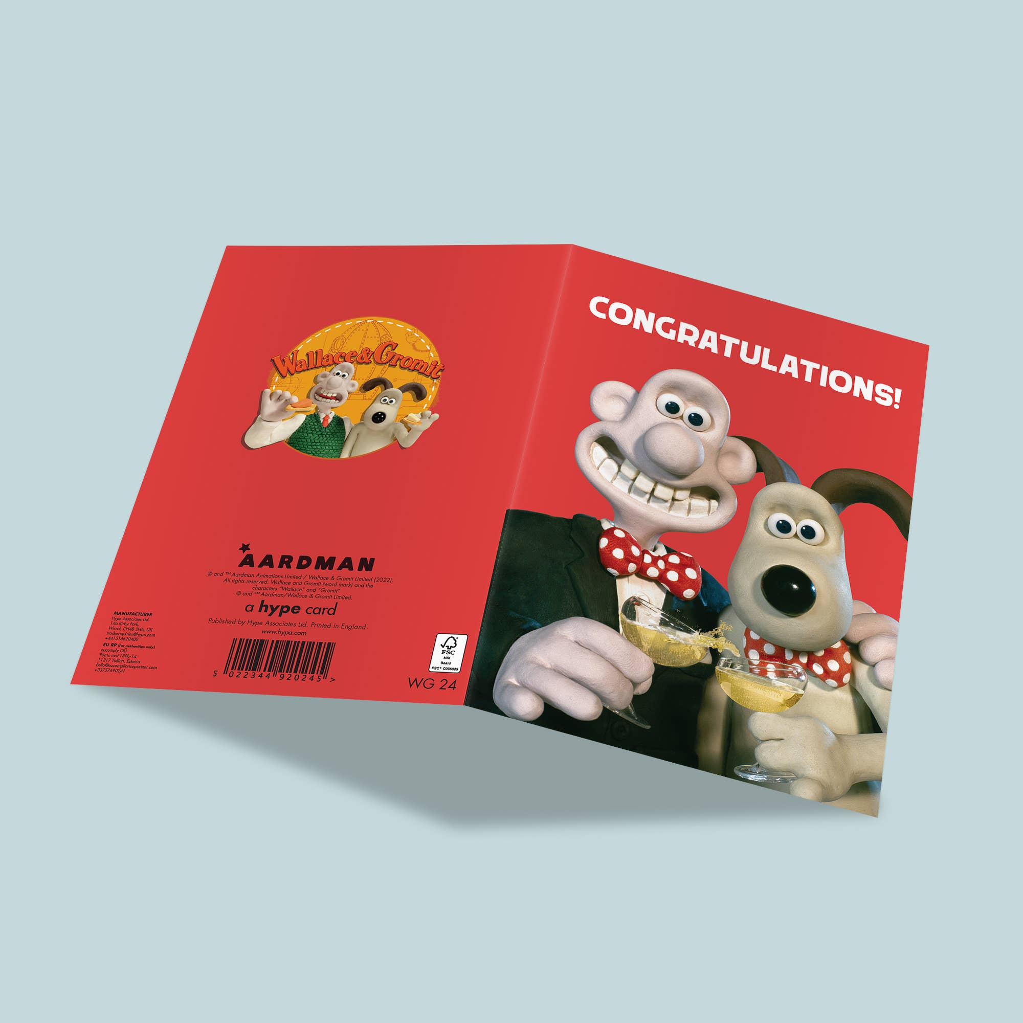 Glückwunschkarte Wallace & Gromit Cheers – aufgeklappt