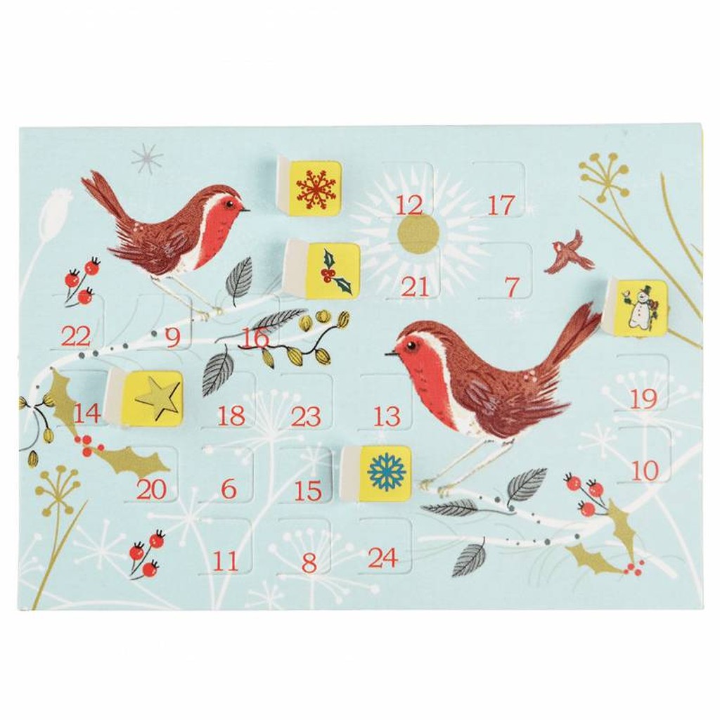 Calendrier de l’Avent carte de Noël Rouge-gorge
