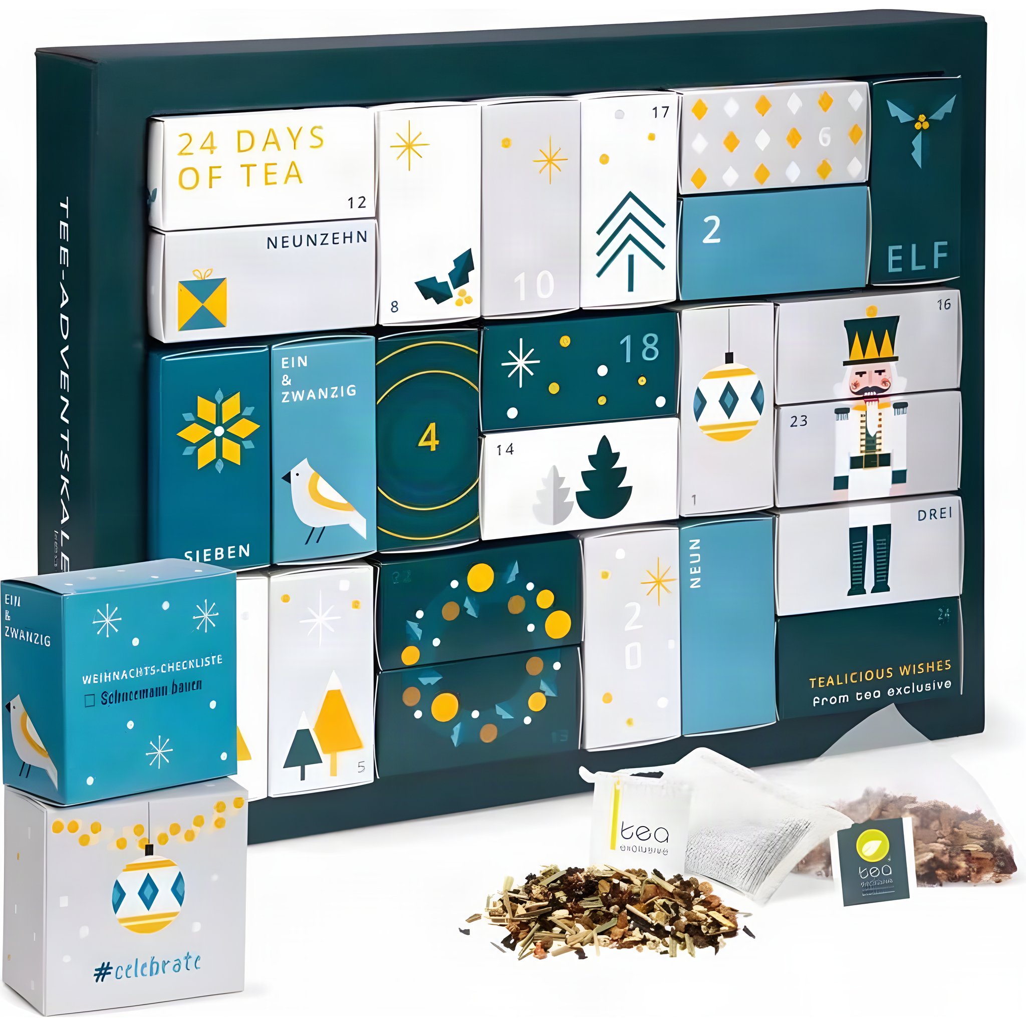 Erlebnis Tee Adventskalender 2024, 24 x Tee in Pyramidenbeutel und weitere Überraschungen