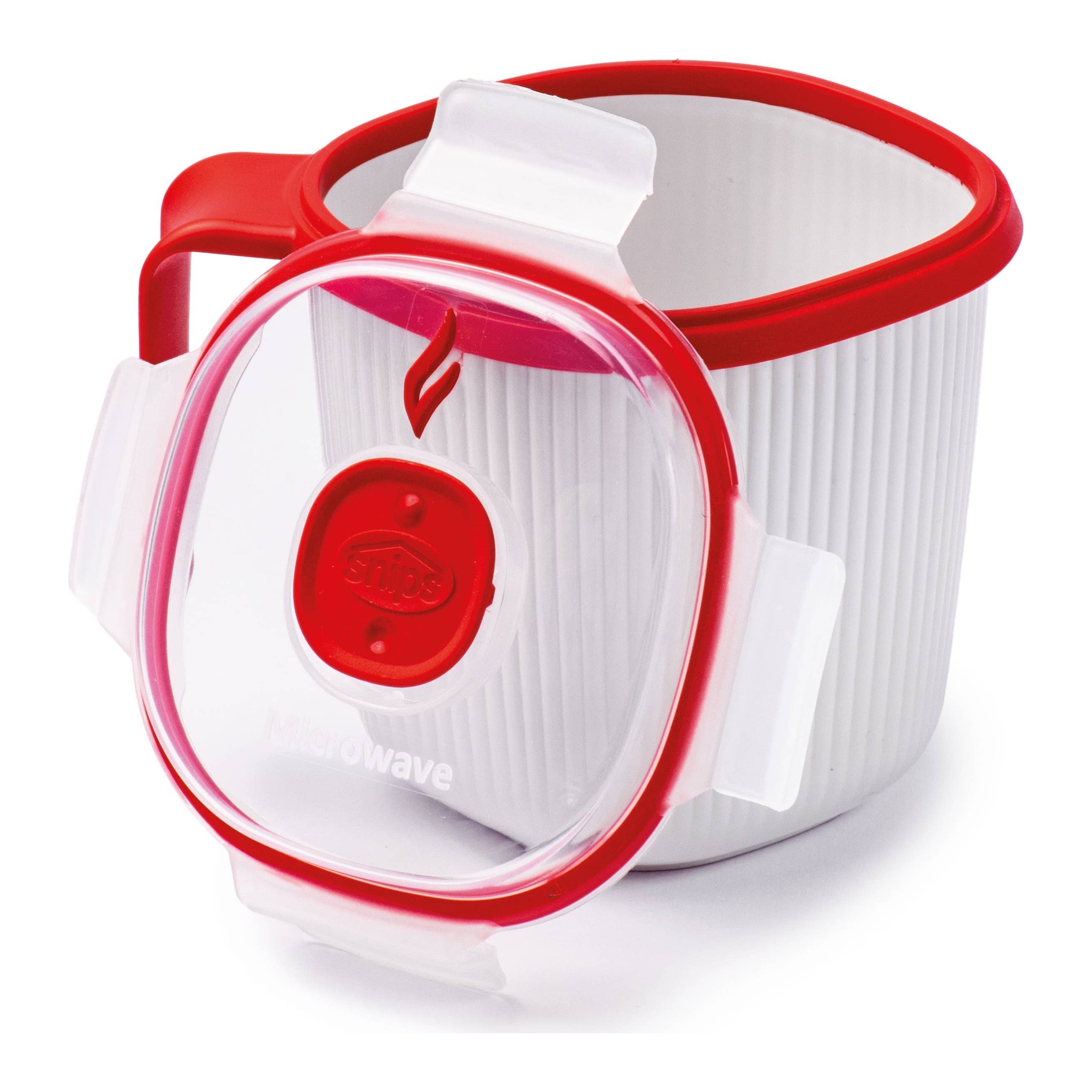 Mikrowellen-Tasse mit abgenommenem Deckel und Dampfventil