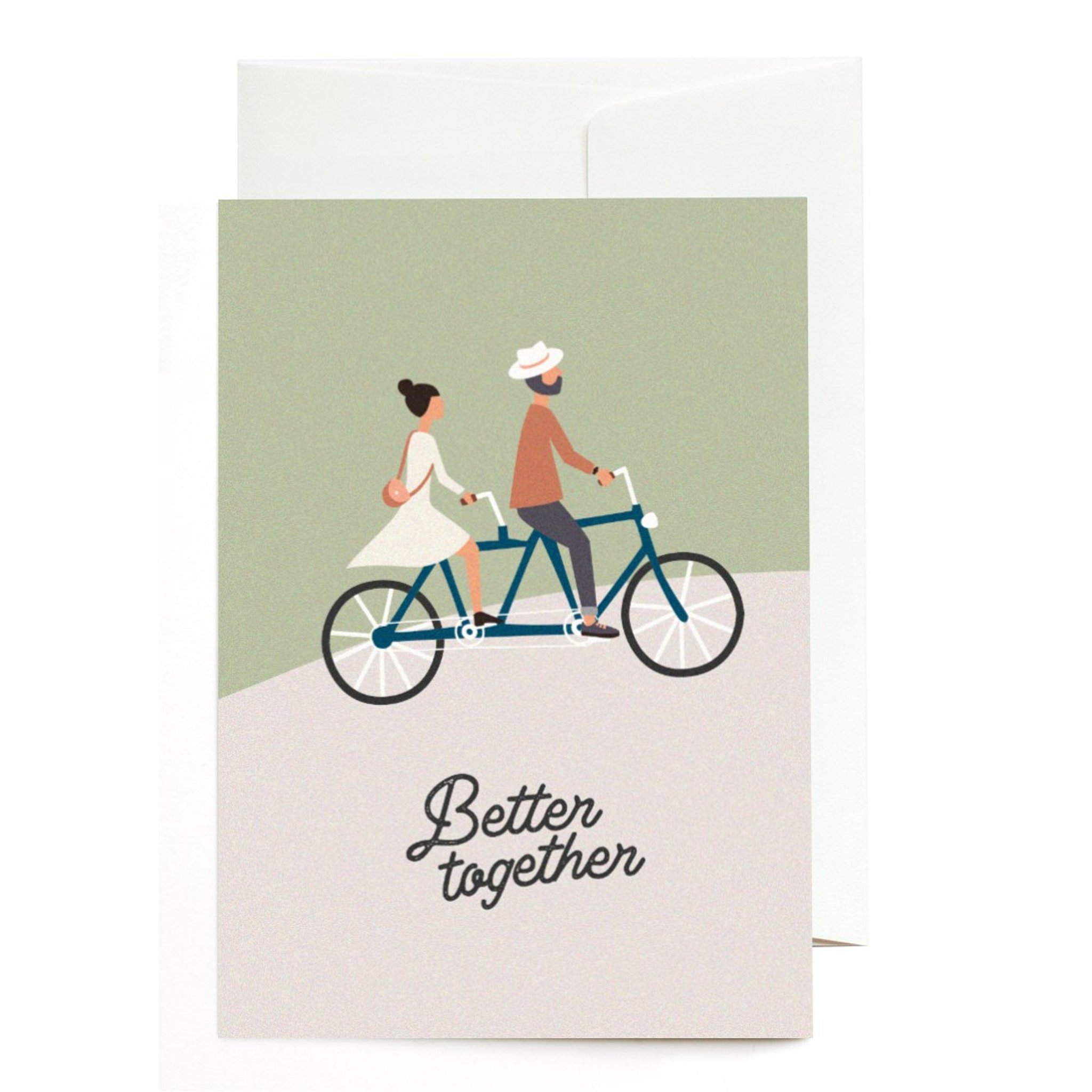 Better together greeting card A6 with tandem bicycle motif by roadtyping