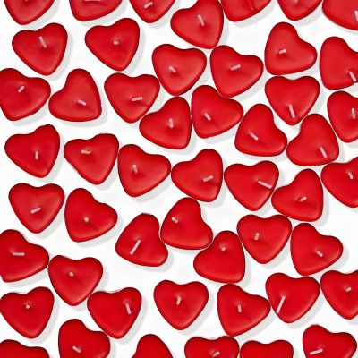 50 Bougies parfumées en forme de cœur rouge