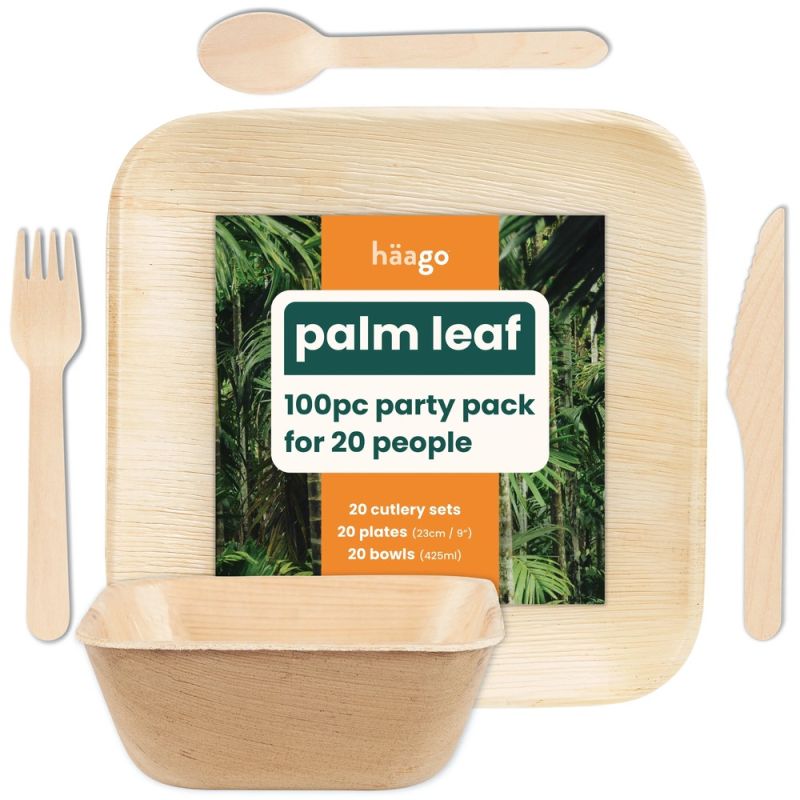 100-teiliges Partypack aus Palmenbl&auml;ttern